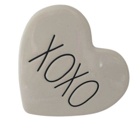 RAE DUNN Heart Coaster Single One Ceramic Pottery XOXO Black LETTERS Kiss Hug - Picture 6 of 13